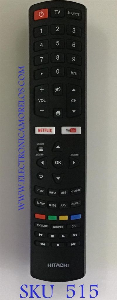 CONTROL REMOTO ORIGINAL PARA SMART TV  HITACHI 06-531W52-HA03XS / DH1712080081 / DF-S52D 